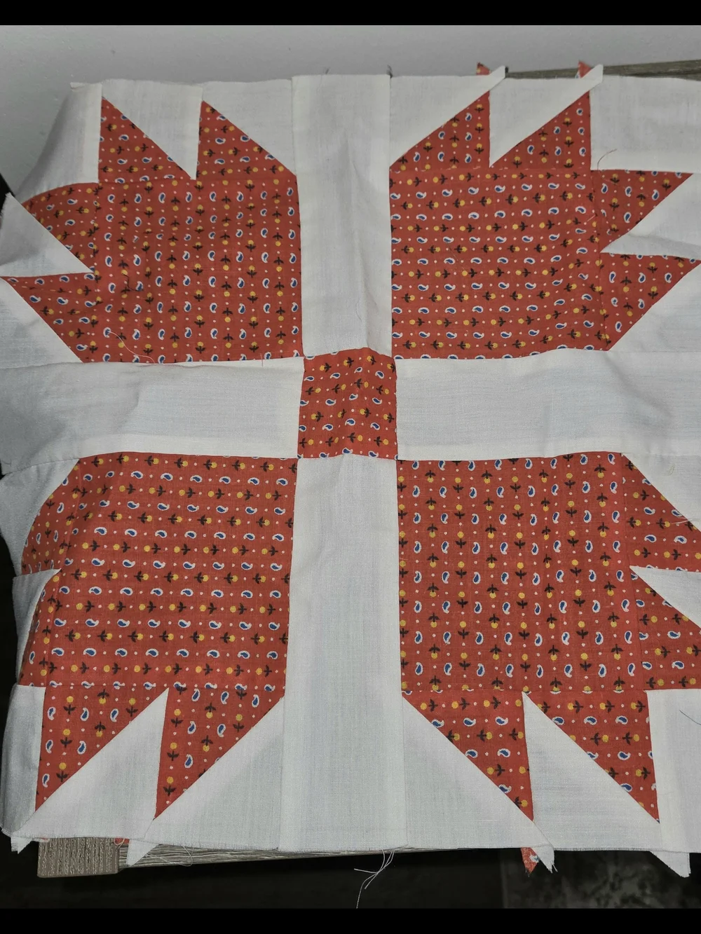 2 Piece Vintage Patchwork Pattern Maple Leaf Quilt Repurpose 14.5